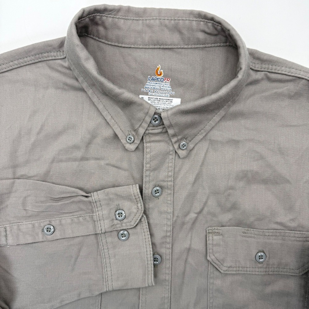 LAPCO FR Button Down Shirt Mens 2XL-Long Gray GOS6GY Flame Resistant CAT 2 Work